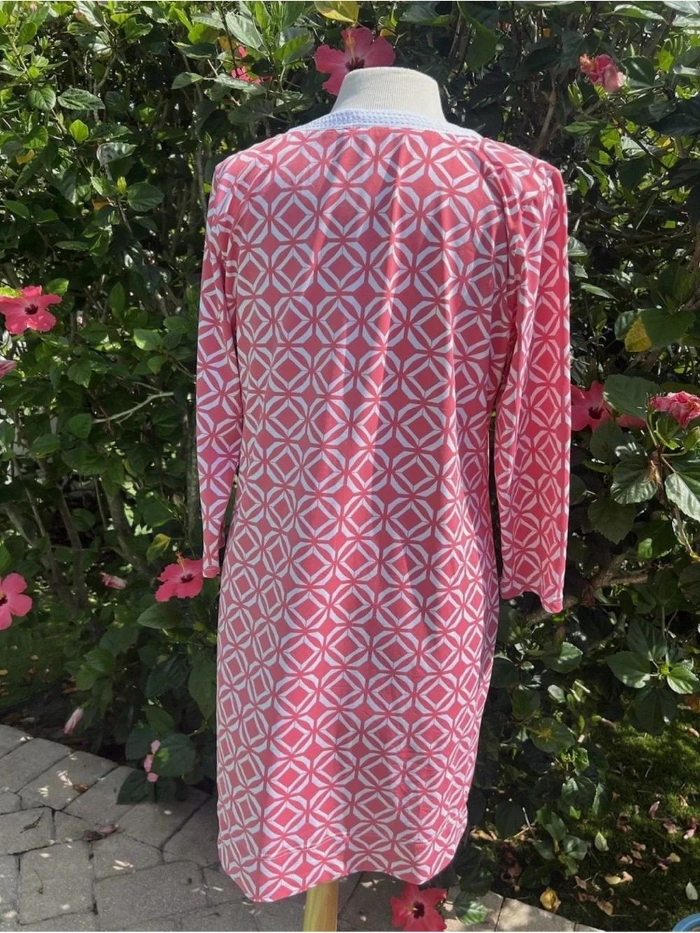 Women's Pink Geometric Shift Dress